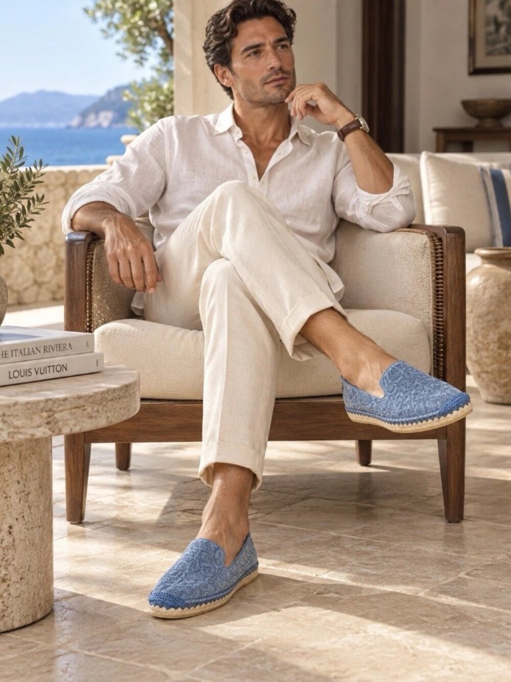 Authentic Salvatore Ferragamo Blue Suede Espadrille Loafers Men’s 9.5